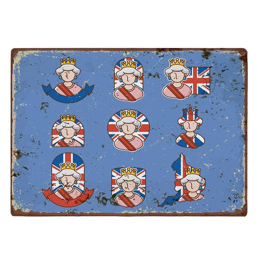 Queen Elizabeth II Britain London England Metal Wall Sign