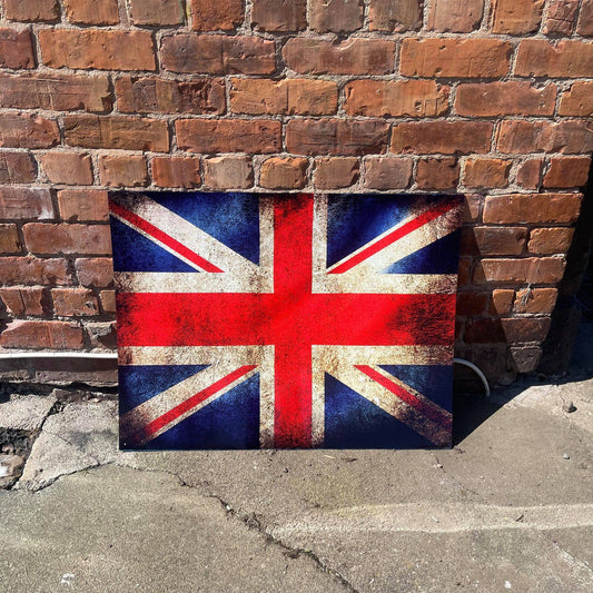 British Union Jack Flag Vintage Metal Sign 24in x 22 in appx