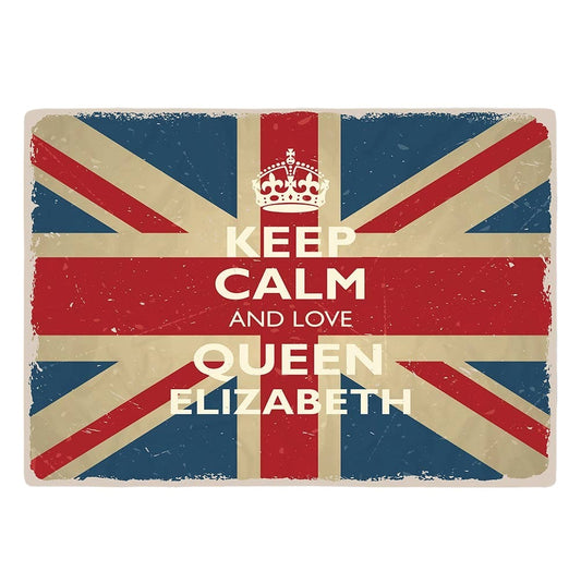 Keep calm and love Queen Elizabeth  England  Metal Wall Sign